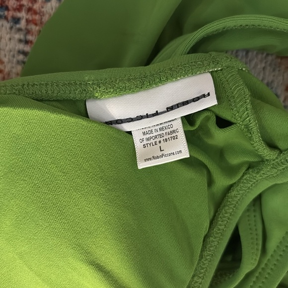Robin Piccone Ava Ruffle Knot Bikini Top in Green SZ L NWOT - Picture 5 of 5